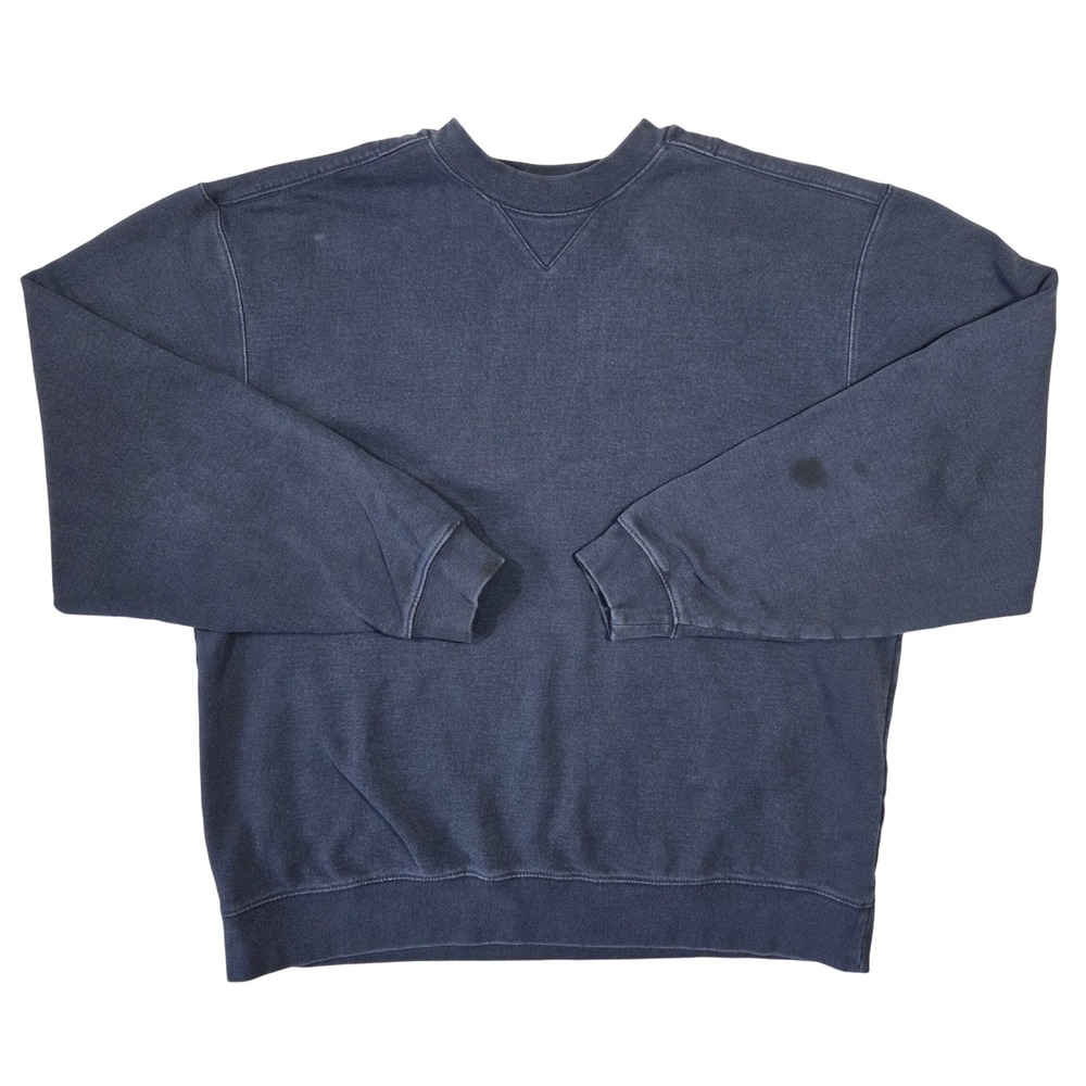 LL Bean Mens Vintage Navy Blue Crewneck Sweatshirt V-Stitch XL Retro Outdoors